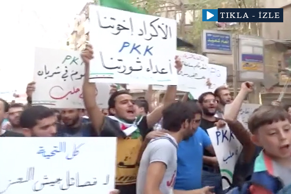 Halep'te PKK karşıtı protesto
