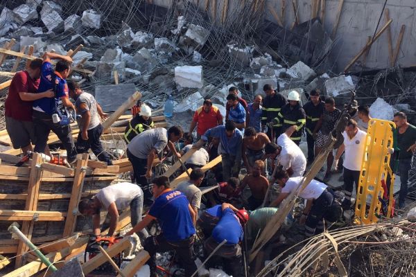 Hatay'da okul inşaatında göçük: 1 ölü, 3 yaralı