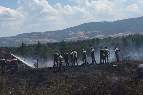 Çanakkale'de jandarma eğitim alanında yangın