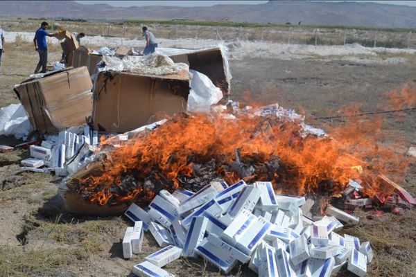 1 milyon paket kaçak sigara imha edildi
