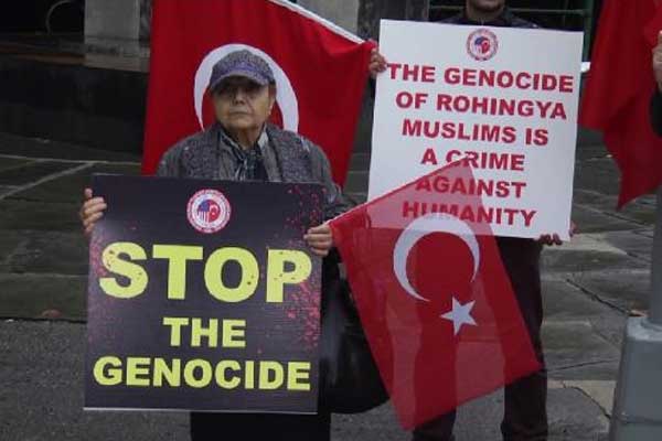 BM önünde Myanmar protestosu