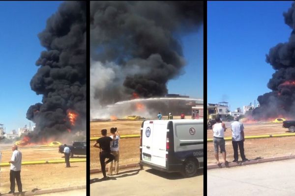 Doğalgaz boruları alev alev yandı