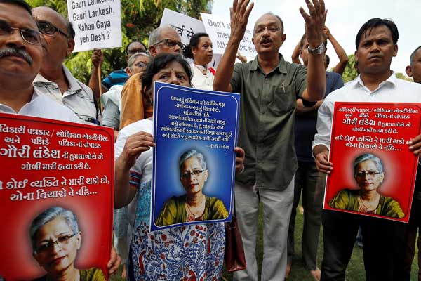 Gazeteci Gauri Lankesh'in öldürülmesine protesto
