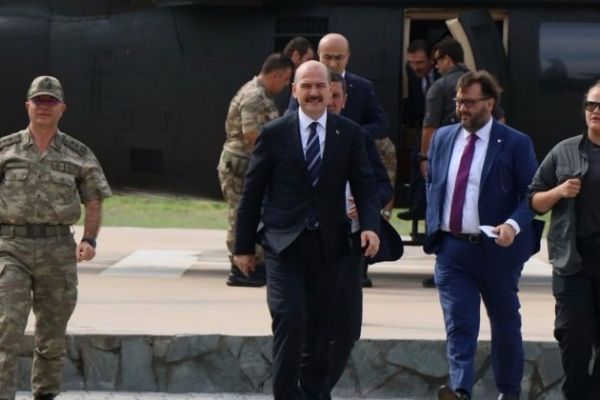 Bakan Süleyman Soylu'dan helikopterle inceleme!