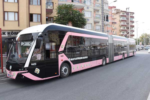 Pembe trambüs yolda