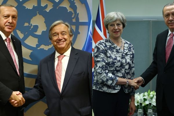 Cumhurbaşkanı Erdoğan, May ve Guterres ile görüştü