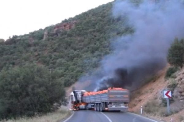 Tunceli'de teröristler araç yaktı