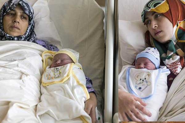 Anne-kız aynı anda doğum yaptılar