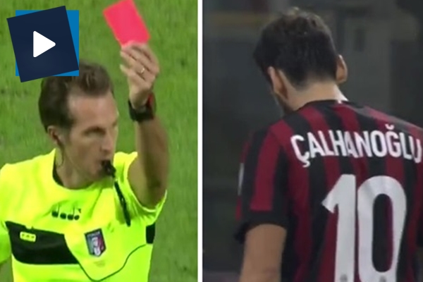 Hakan Çalhanoğlu 80. dakikada kırmızı kart gördü