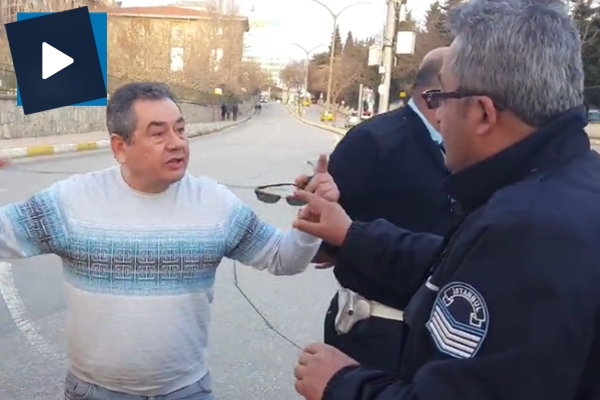 Motosikletlilerin üzerine süren şoföre polisten ders