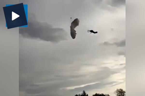 Kontrolünü kaybeden paraşütçü yere böyle çakıldı