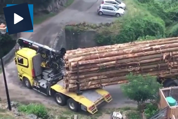 Usta TIR şoförünün dar yoldan müthiş dönüşü