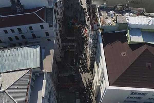 İstiklal Caddesindeki çalışmalar havadan görüntülendi