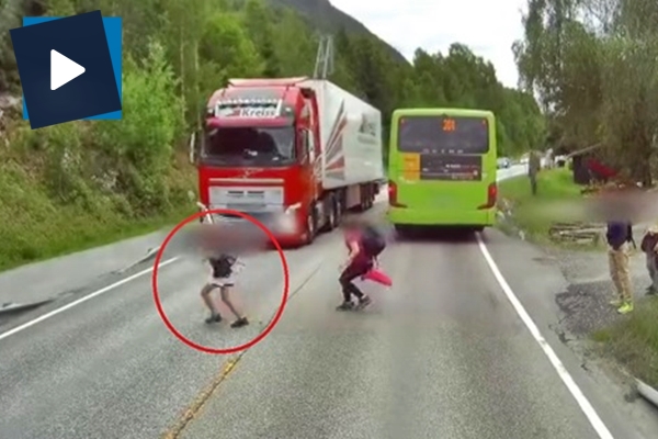 Volvo TIR'ın inanılmaz fren sistemi hayat kurtardı