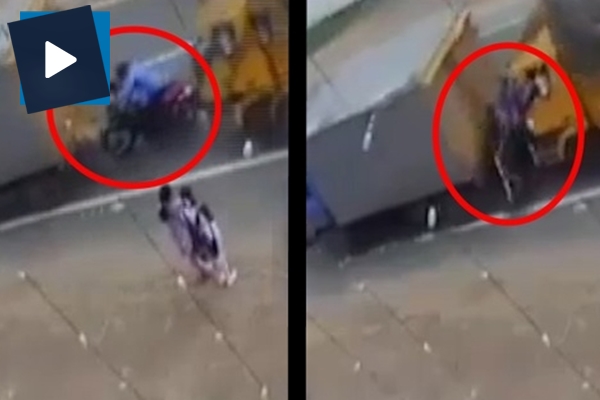 Motosikletli kazadan böyle kurtuldu