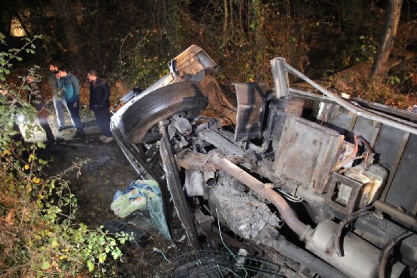 Kamyon şarampole uçtu:1 kişi yaralandı