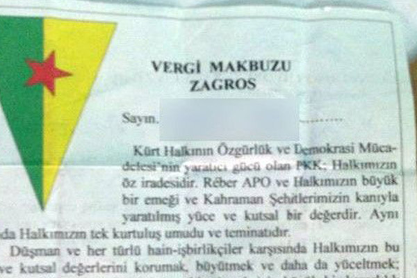 PKK'nın haraç makbuzu ortaya çıktı