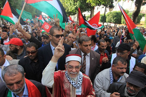Tunus'ta Filistinliler için gösteri