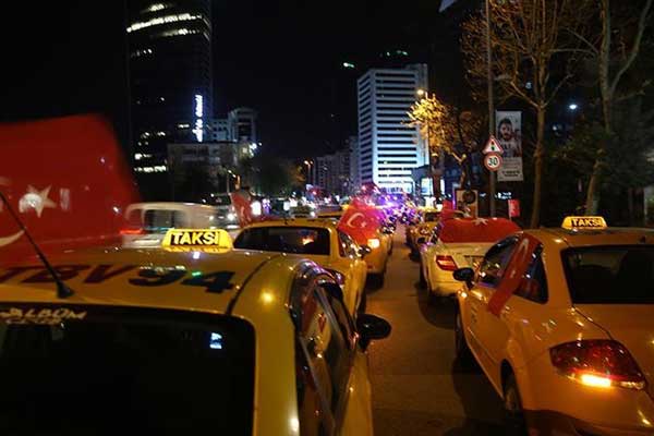 Taksiciler Trump'ın Kudüs kararını protesto etti