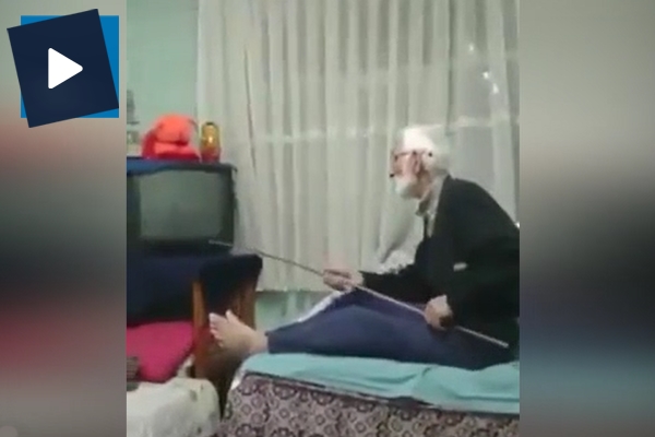 Sopayla televizyon tamir eden amca