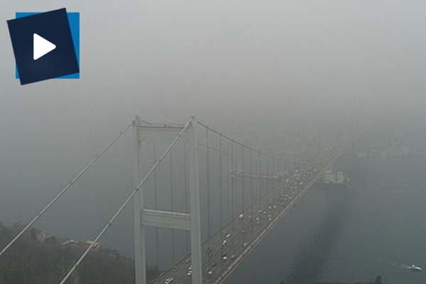 Sis altındaki Fatih Sultan Mehmet Köprüsü havadan görüntülendi