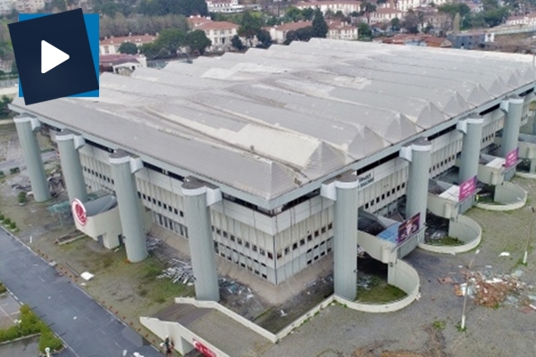 Abdi İpekçi Spor Salonu yıkım çalışması havadan görüntülendi