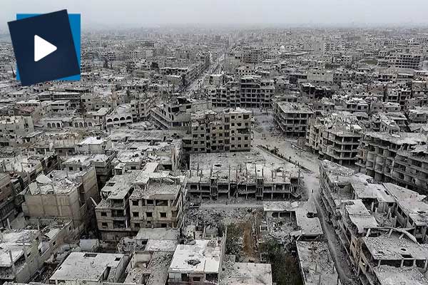 Doğu Guta'yı zorunlu tahliyeler sırasında havadan görüntüledi