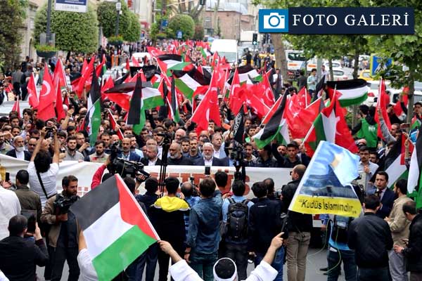İstanbul'da Filistin direnişine destek yürüyüşü