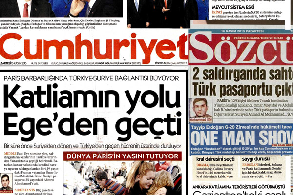 Cumhuriyet ve Sözcü Türkiye'yi suçladı