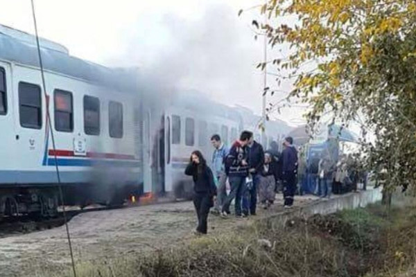 Yolcu treninde yangın çıktı