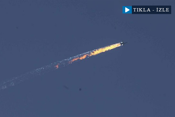 Suriye sınırında savaş uçağının düşme anı