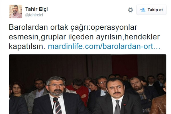 Elçi’nin son twitleri: Hendekler kapatılsın