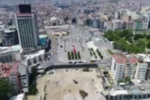 Yıkımı biten AKM'nin havadan görüntüsü