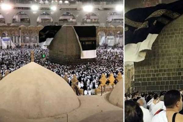 Kum fırtınası Kabe'nin örtüsünü uçurdu