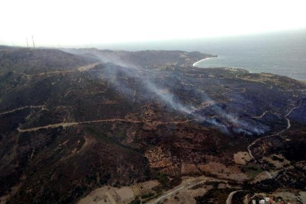 İzmir'de otluk ve tarım arazisinde yangın