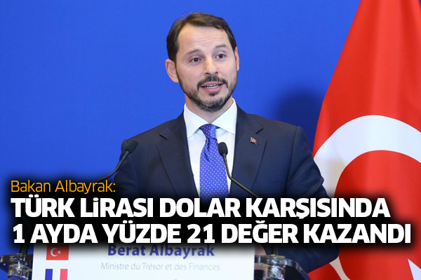 Bakan Albayrak: Türk Lirası dolar karşısında 1 ayda yüzde 21 değer kazandı
