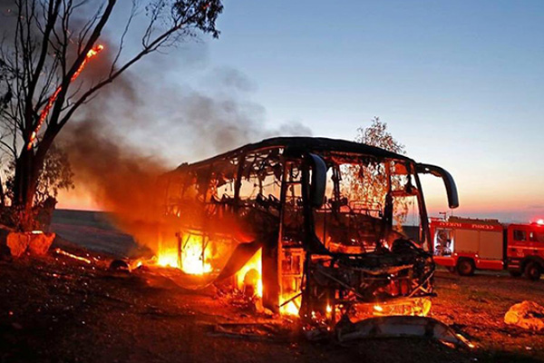 Kassam Tugayları İşgalci İsrail Askerlerini taşıyan otobüsü işte böyle vurdu