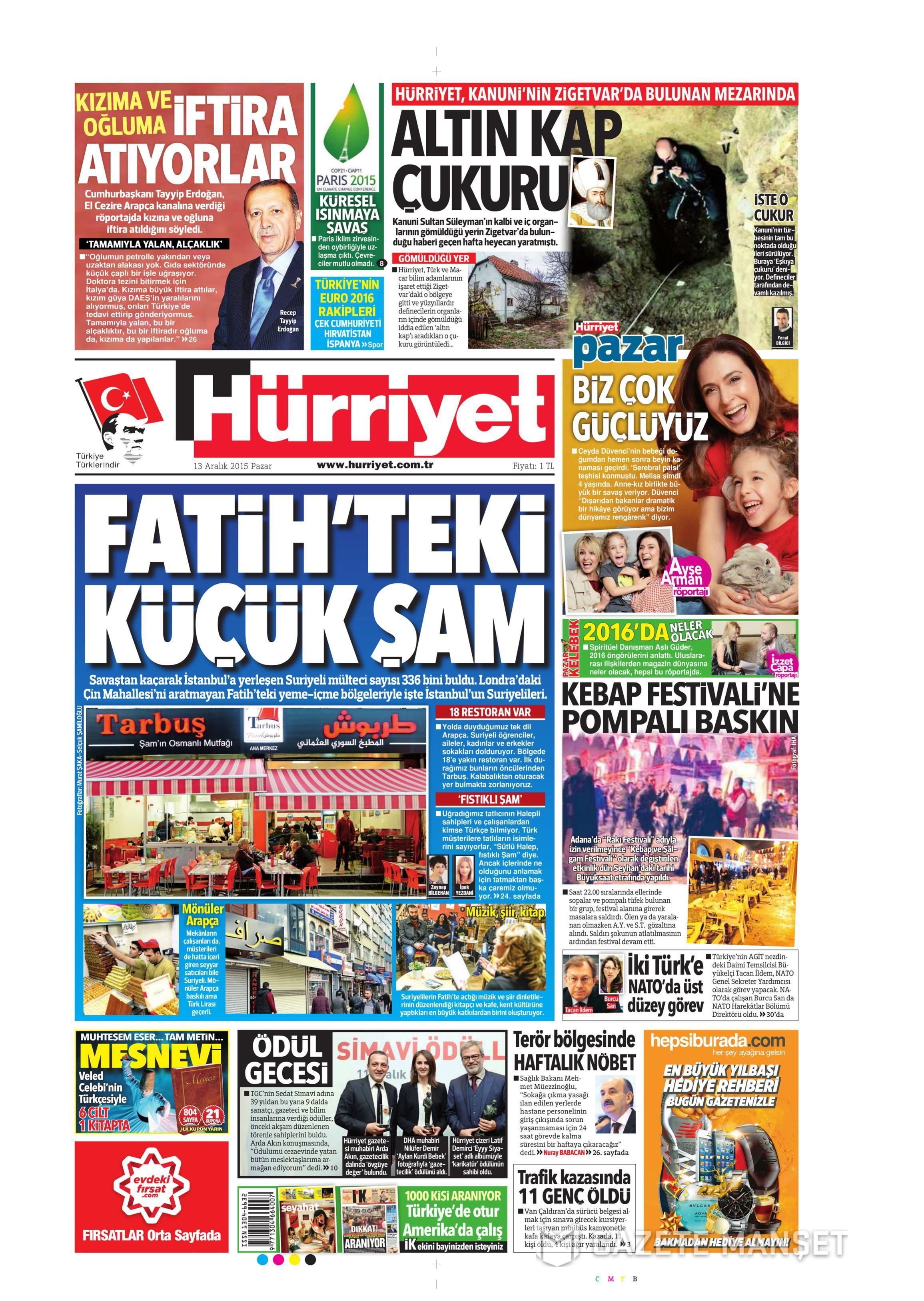 13 Aralık 2015 gazete manşetleri - 926