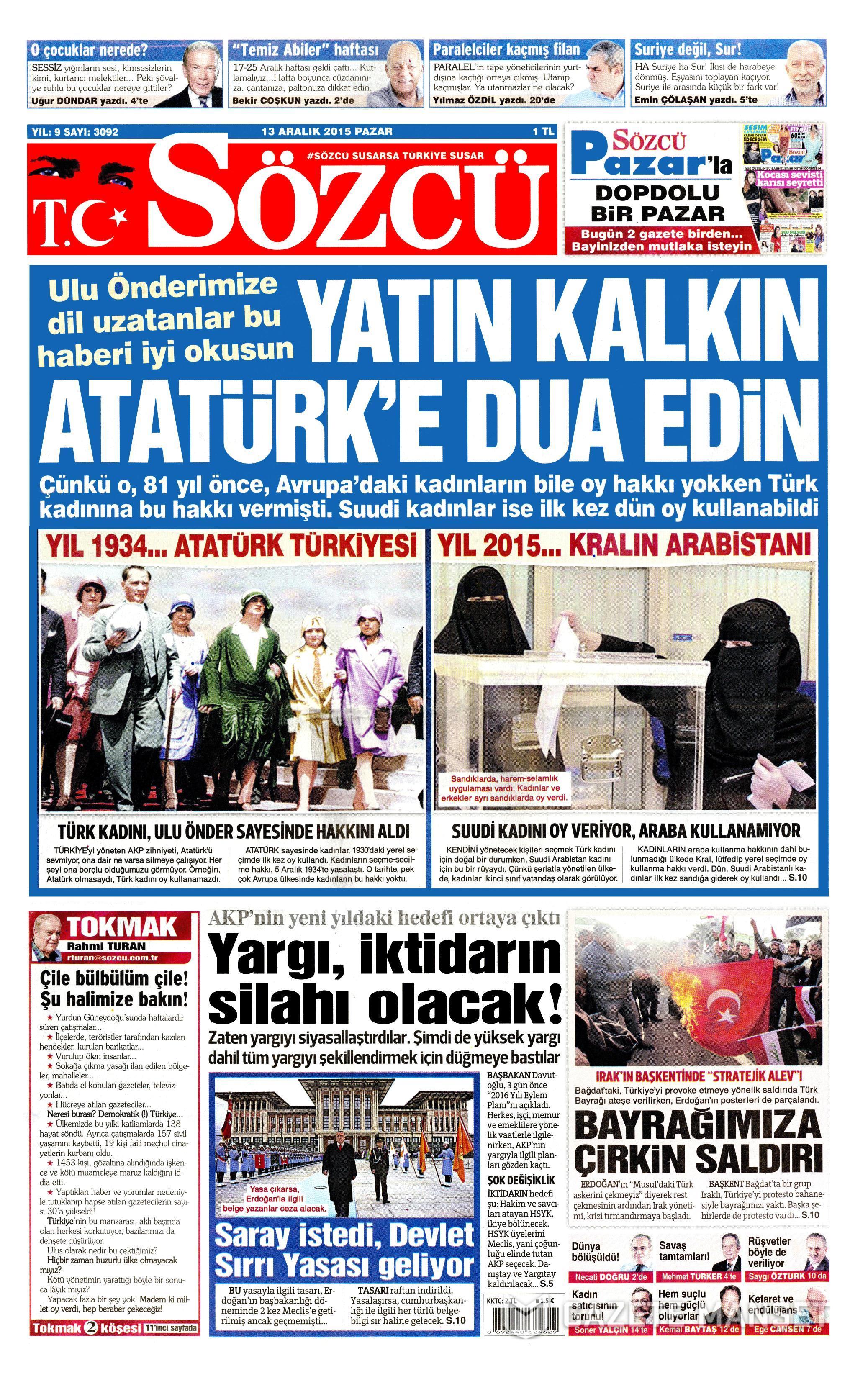 13 Aralık 2015 gazete manşetleri - 567