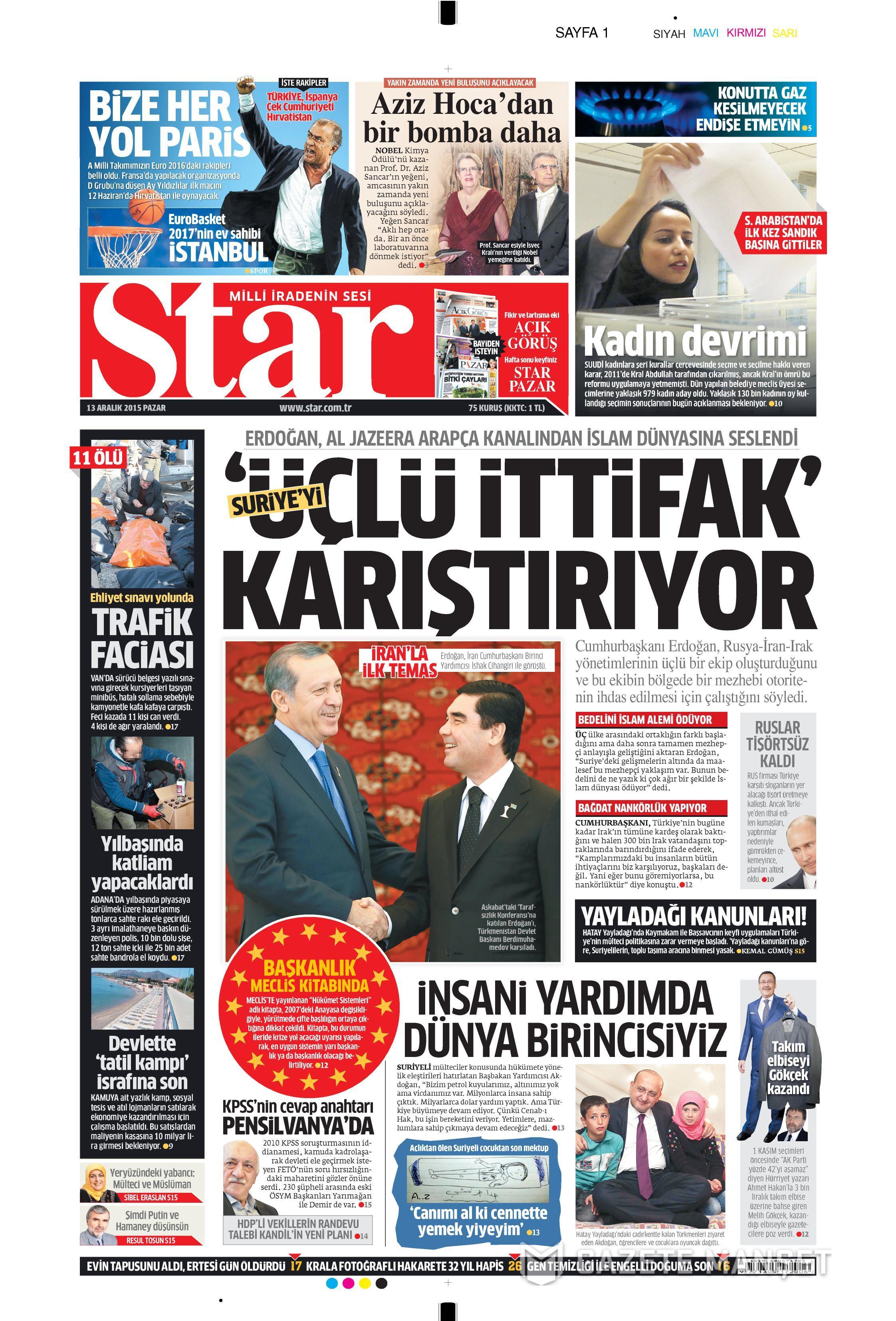 13 Aralık 2015 gazete manşetleri - 703