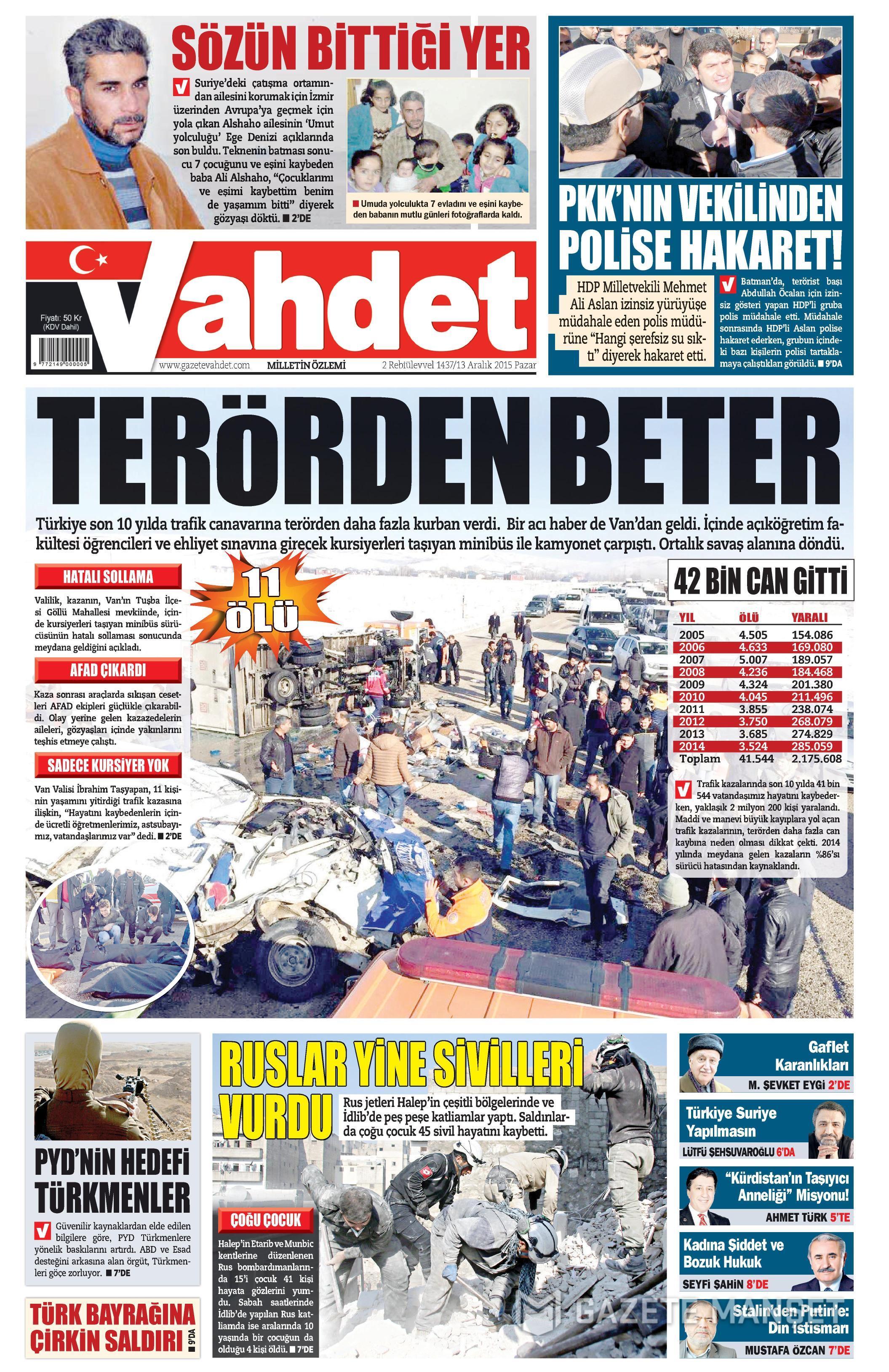 13 Aralık 2015 gazete manşetleri - 585