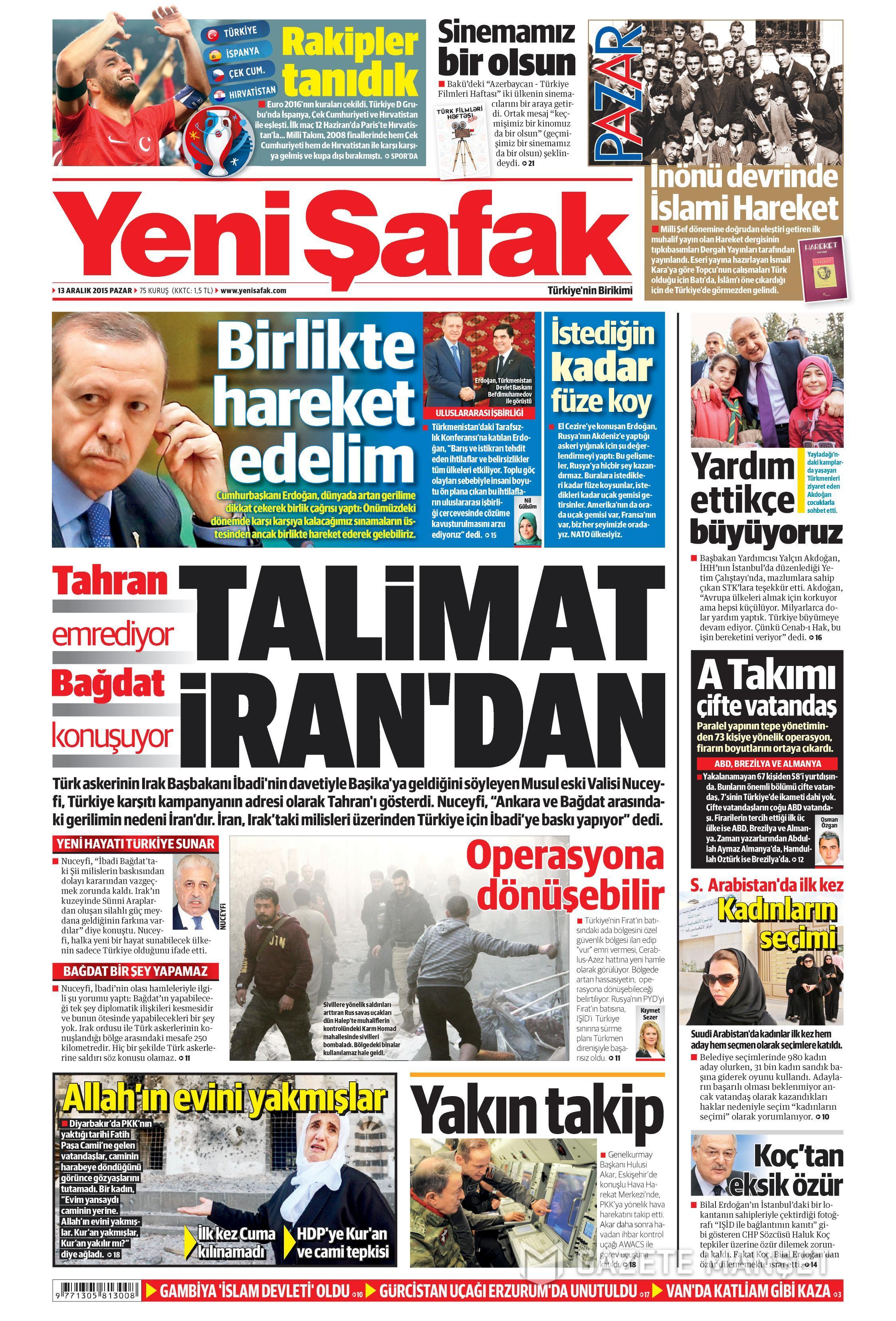 13 Aralık 2015 gazete manşetleri - 903