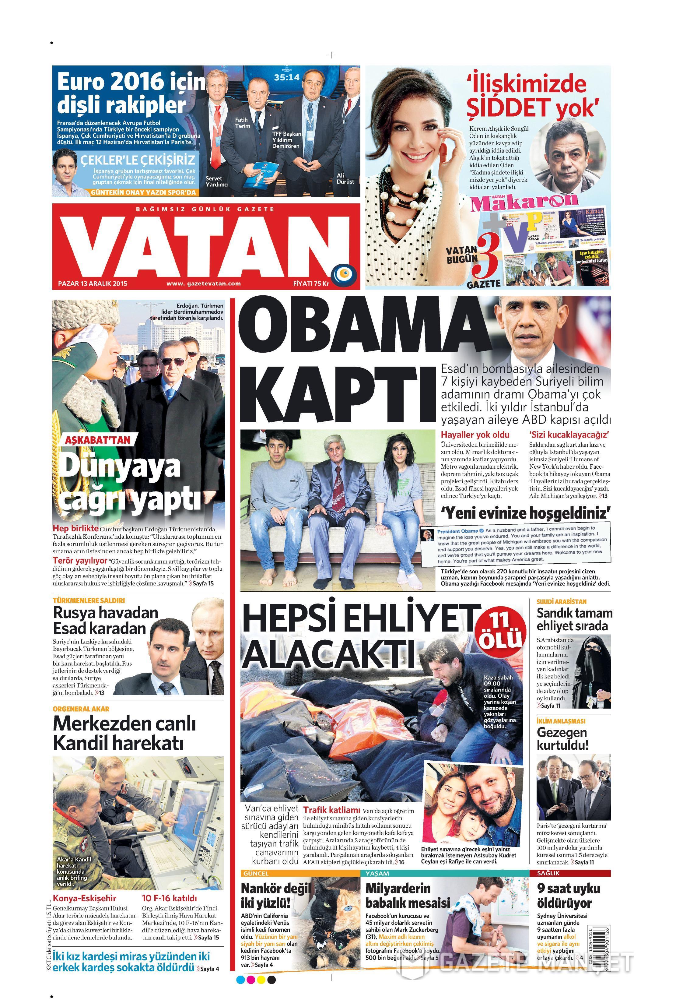 13 Aralık 2015 gazete manşetleri - 817