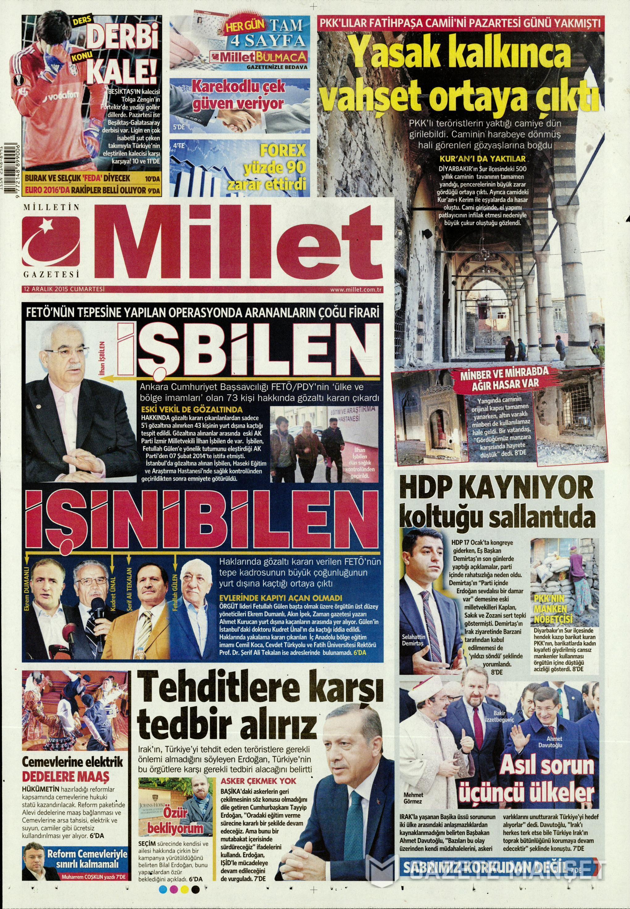 13 Aralık 2015 gazete manşetleri - 917