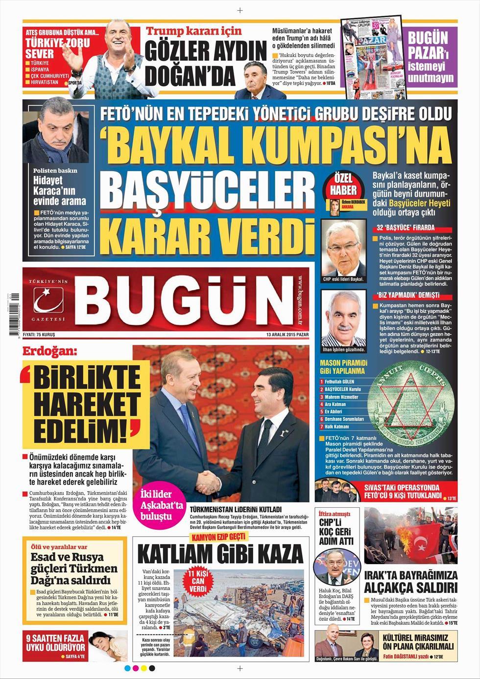 13 Aralık 2015 gazete manşetleri - 882