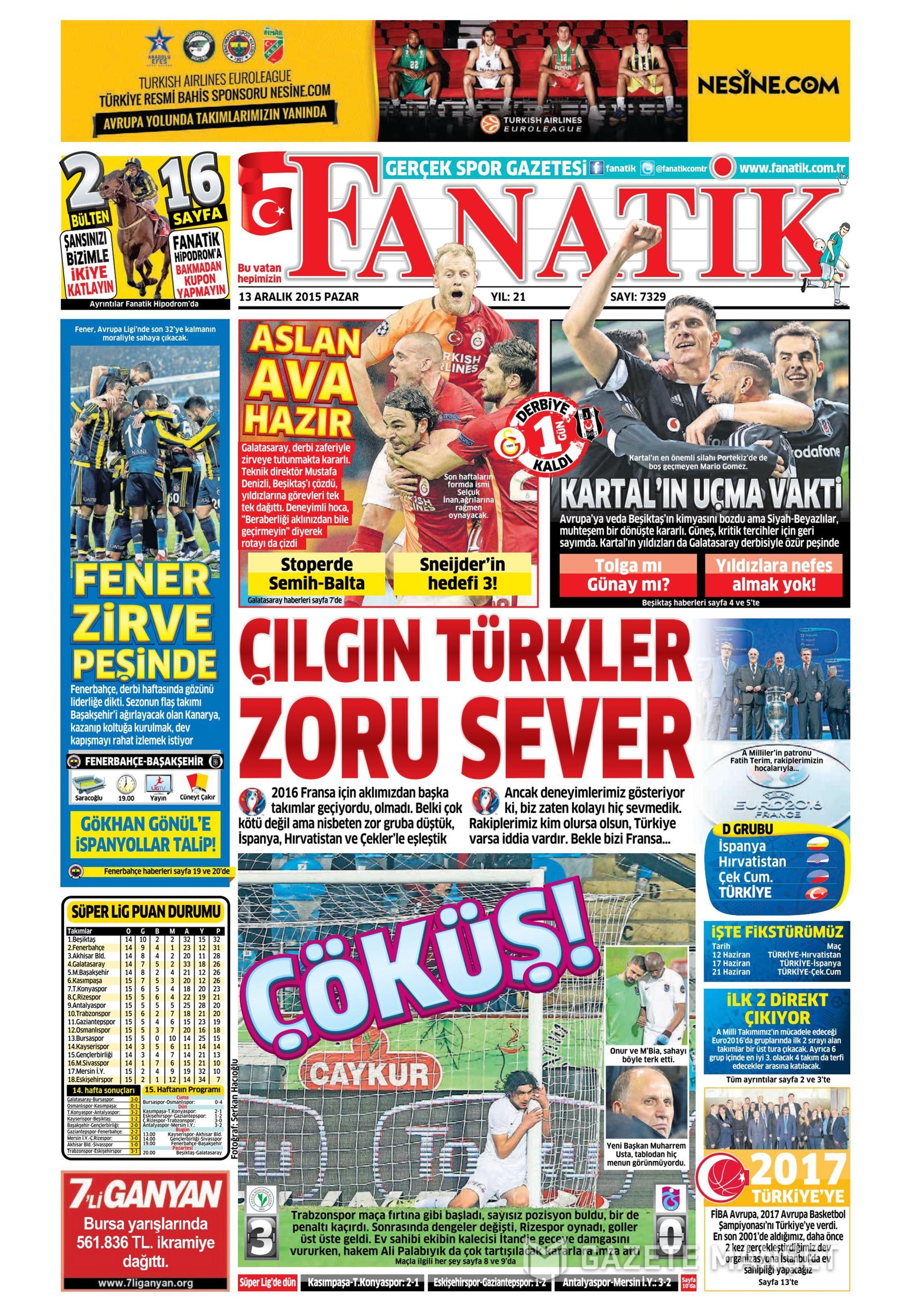 13 Aralık 2015 gazete manşetleri - 783