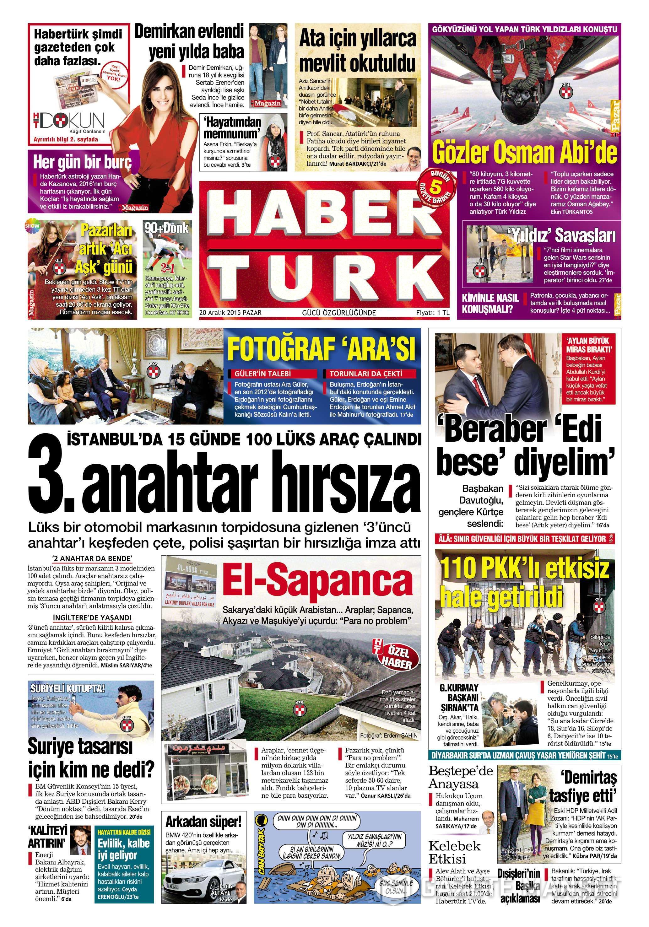 Gazeteler bugün ne yazdı? 20 Aralık 2015 - 884