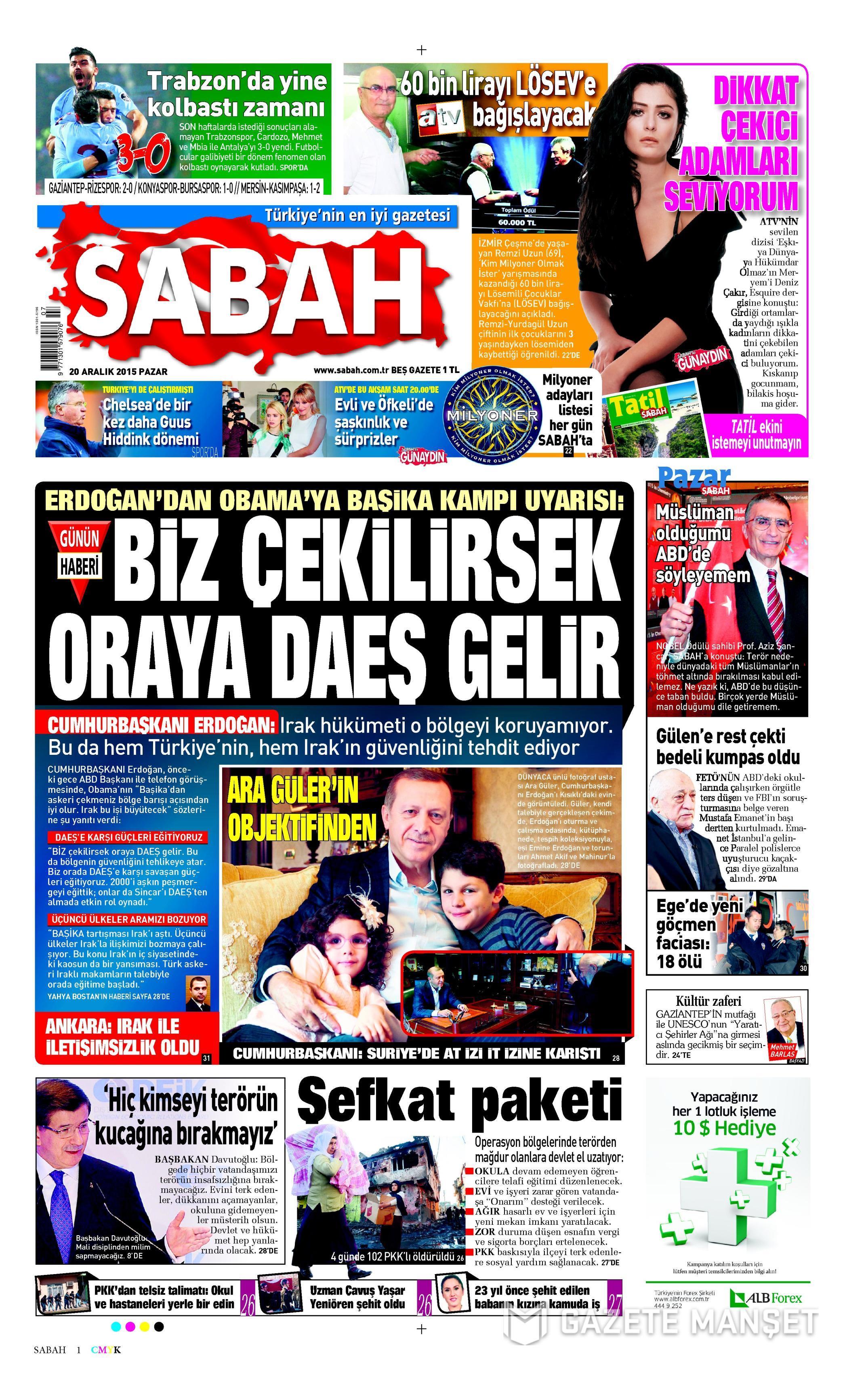 Gazeteler bugün ne yazdı? 20 Aralık 2015 - 768