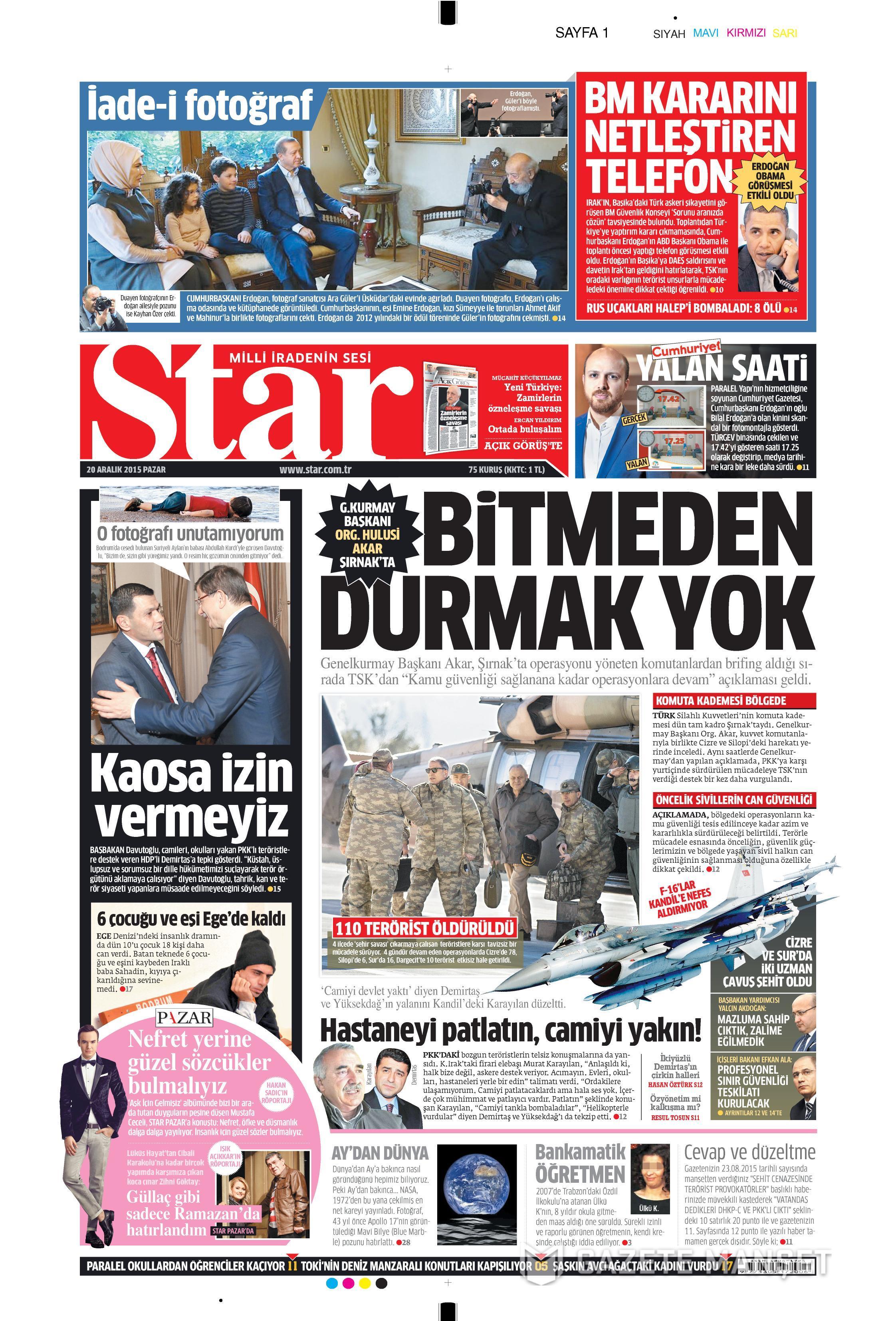 Gazeteler bugün ne yazdı? 20 Aralık 2015 - 598