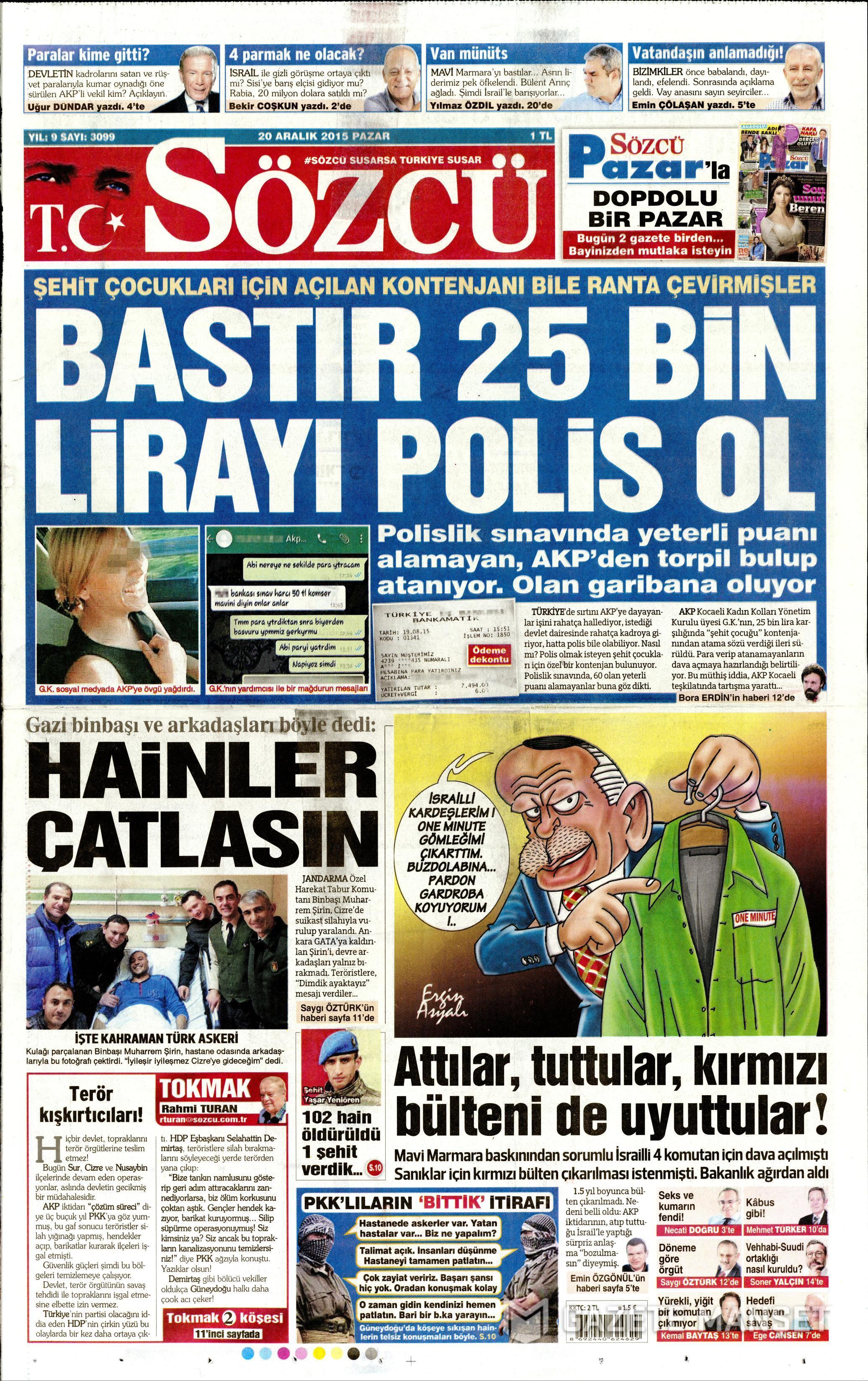 Gazeteler bugün ne yazdı? 20 Aralık 2015 - 574